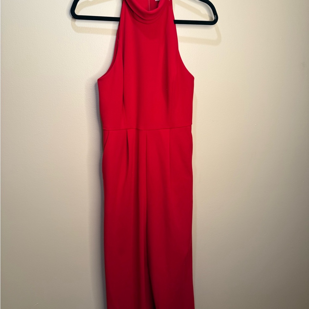 Elegant Red Halter Jumpsuit